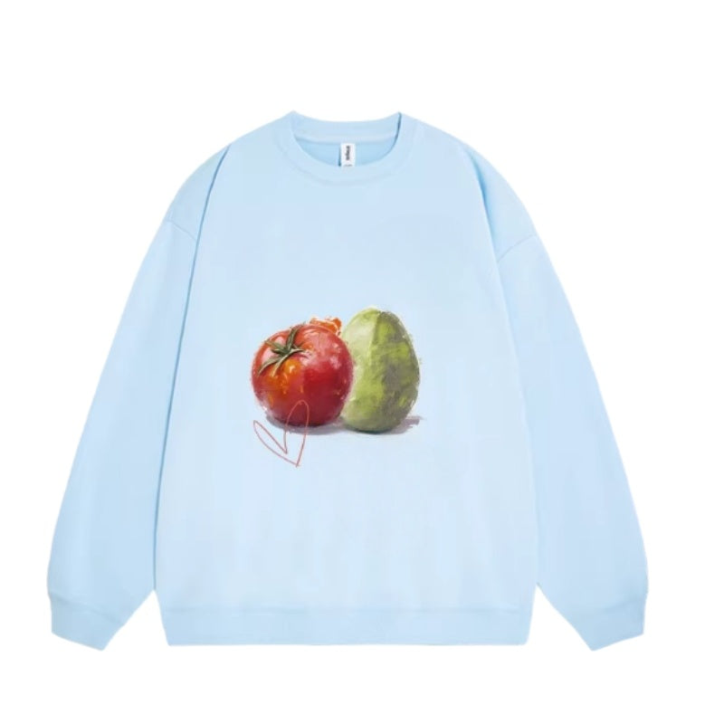Dopamine Fruit Print Crewneck Sweatshirt