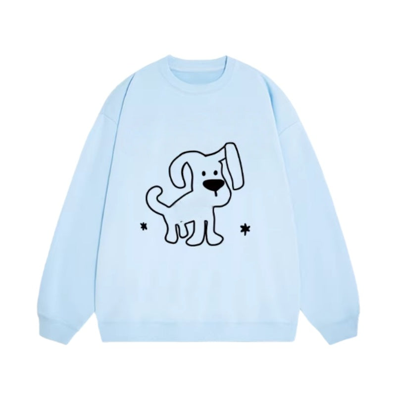 Minimal Line Puppy Print Sweatshirt