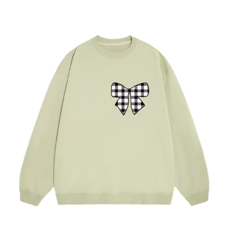 Black and White Checkered Bow Sweatshirt