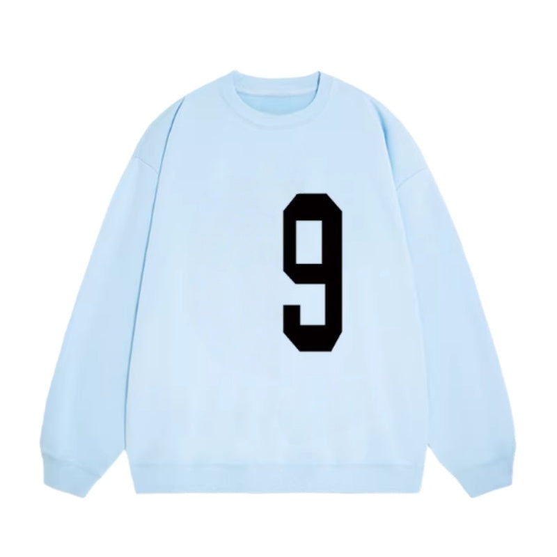 Light Blue Number Print Sweatshirt